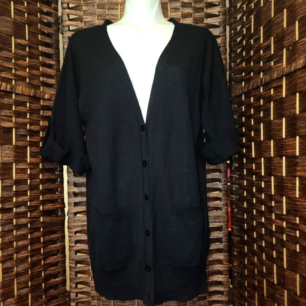 Ann Taylor Loft Sweater Womens S  Black Linen Blend Knit Staple good condition